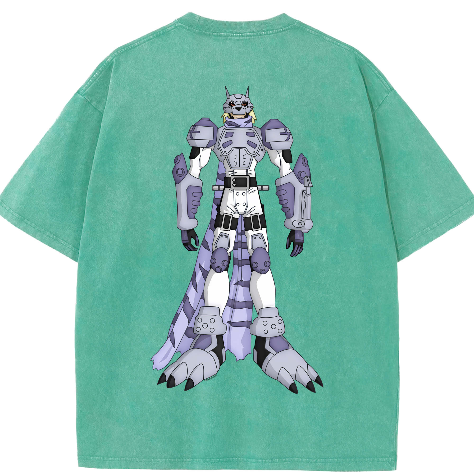 （画像用） Digimon デジタルモンスター/デジモン 綿100% ヴィンテージ風 半袖Tシャツ（背面プリント）